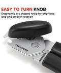 Easy Turn Manual Can Opener With Comfy Grip From Marswell, Magnetic Lid Lifter And Smooth Cutting Handheld Opener Black