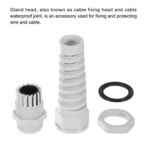 10 Piece PG7 IP68 Waterproof Cable Gland Kit For 3 To 6.5mm Cables, Adjustable Strain Relief, Spiral Nylon Joint Gasket, Weatherproof Wire Connector For Outdoor Use, Built Tough Gray, white nylon cable gland parts