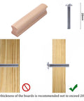 4 Pieces Wooden Drawer Handles And Cabinet Pulls In Beech Wood For Furniture with installation guide, size and screws details