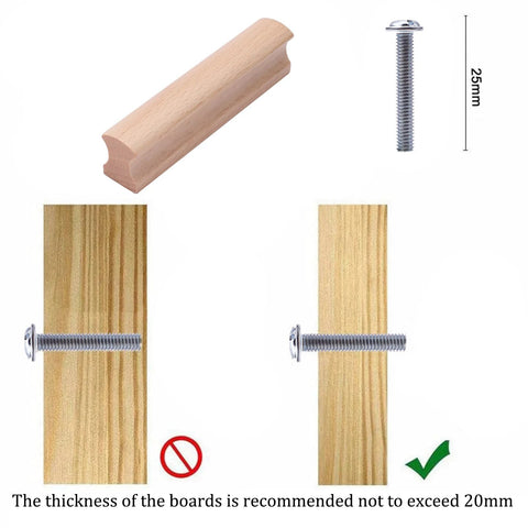 4 Pieces Wooden Drawer Handles And Cabinet Pulls In Beech Wood For Furniture with installation guide, size and screws details