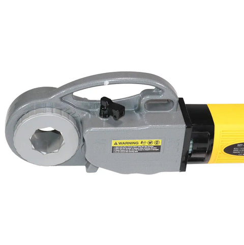 Handheld Power Pipe Threader Knocks Out 1/2 To 2 Inch Npt Runs Smoothly showing motor and handle design for efficient threading.