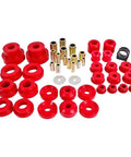 2010-2015 Chevrolet Camaro Total Suspension Bushing Kit Low Deflection Polyurethane red bushings and metal sleeves assembled.