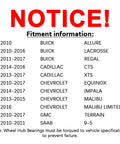 Notice of fitment information for Front Wheel Hub Bearing Assembly 5 Lug With ABS Direct Fit Replacement for GM vehicles.