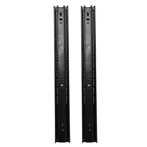 Heavy Duty Drawer Slide Set, 3-Section Black, 100 Lb Load Capacity, 16 Inch, 10 Pairs for Home Office, side view of slides