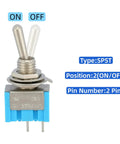 12 Pack Dope Tiny Toggle Switch SPST On Off 2 Pin 2 Position Waterproof Caps Included for DIY Projects PCB Breadboard MTS 101 Pro Grade Micro Switches, showing ON and OFF positions