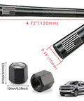 Flag Style Carbon Fiber Short Truck Antenna With Valve Stem Caps Universal Mast For Silverado F150 F250 F350 Avalanche And Other Rigs Black Weatherproof Easy Install Car Accessories with dimensions