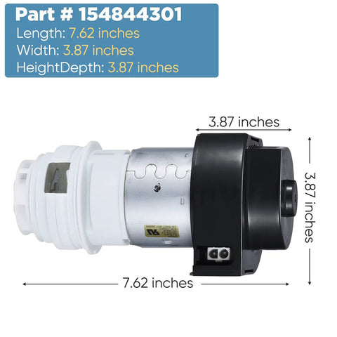 Motor Kit With O Rings Replacement For Dishwasher Pumps Easy Install Part 154844301 dimensions illustration