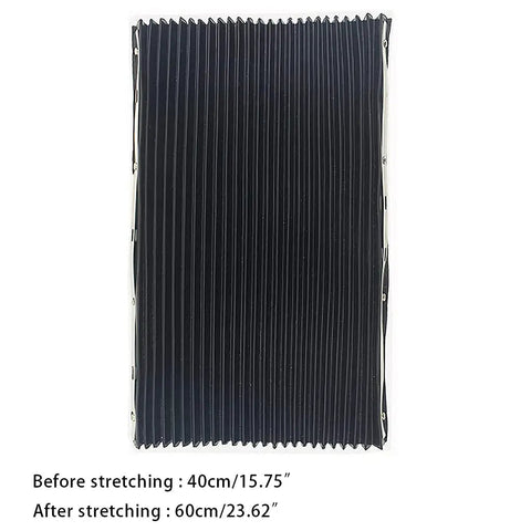 Portable Milling Machine Accordion Cover Rubber Shield 400x600mm shown unfolded in black color, fits CNC machines