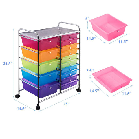 Versatile Rolling Storage Cart With 15 Drawers For Keeping Your Home Office Spotless And Fast Gear Swaps During Any Daily Grind Or Weekend Maker Project