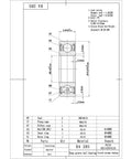 R4-2RS deep groove ball bearing technical drawing, chrome steel, rubber seal, 1/4x5/8x0.196 in.