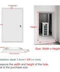 Heavy Duty Aluminum Laundry Chute Access Door For Drywall With Grip Tight Lock White 38X42 dimensions shown with installation guide.