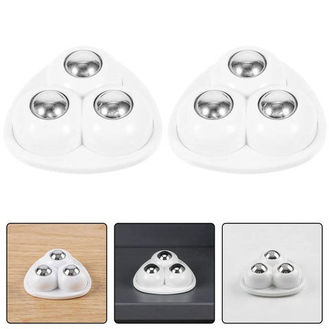 12pcs Self Adhesive Furniture Casters ABS Steel 360 Degree set of triangular casters with shiny steel balls for smooth movement.