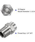 Close-up of stainless steel 25-degree 1/4 inch NPT nozzle for pressure washer from 4 Pack Surface Clean Tips For Your Pressure Washer Go To Gear.