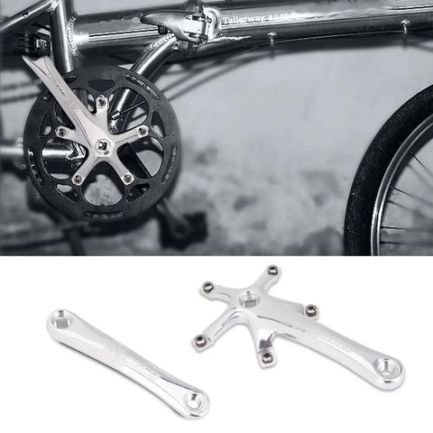 Universal 170mm Aluminum Crank Arm Set Dope Lightweight Hollow Design Single Crankset Repair Parts 130mm BCD For Mountain And Road Bikes Tough Alloy Construction Easy Install Durable Crank Arms installed on bike