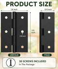12 Pack Black 2.5 Inch Door Hinges With Screws For Doors Cabinets Furniture And DIY Projects Mini Metal Butt Hinges Heavy Duty Hardware Set