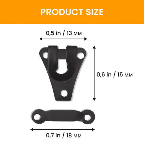 Heavy Duty Pant Hooks And Eyes Closure Kit For Clothing Repair Rock Solid Sewing Fasteners showing product dimensions 0.5 in x 0.7 in.