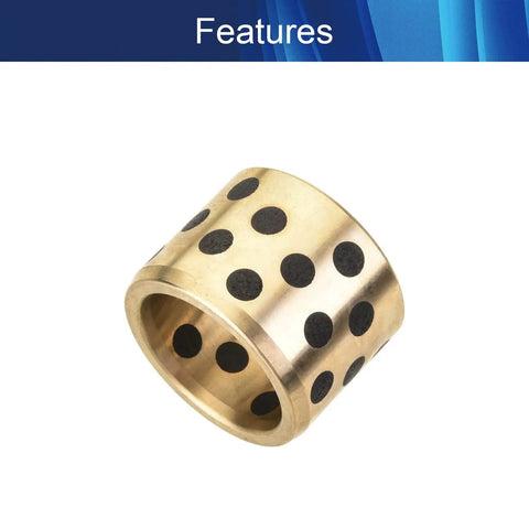 Heavy Duty Sleeve Bearing 20Mm Id X 26Mm Od X 20Mm Length Oilless Plain Bushing Carbon Steel Bronze Core, displaying a bronze core with black polka dots.
