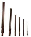 Hand Reamers Set For Pin Fit And Hole Sizing, Alloy Steel, 6 Flutes, Straight Shank displayed in various sizes