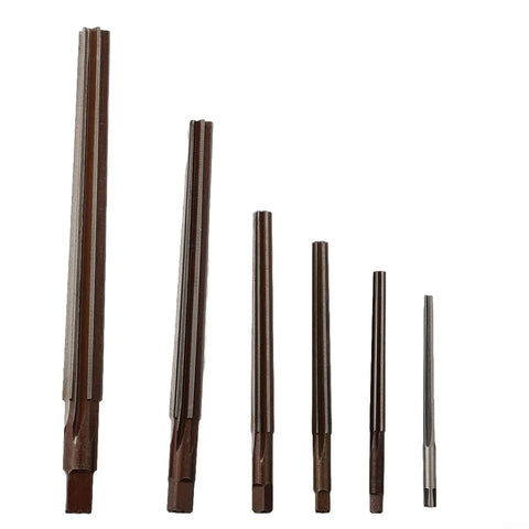 Hand Reamers Set For Pin Fit And Hole Sizing, Alloy Steel, 6 Flutes, Straight Shank displayed in various sizes