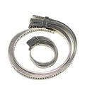 Universal Adjustable CV Joint Boot Clamp Kit In Stainless Steel 304, 30 Pieces, 15 Small And 15 Large, arranged in a circle