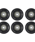 Six Pack Nylon Bearing Pulleys For Gym Cable Machines, Quiet Smooth Rotation With Steel Bearings, Replacement Parts For Home Garage Doors And Clotheslines, 70mm Or 90mm Diameter, Beefy Nylon Wheel Kit six black nylon pulleys with steel bearings