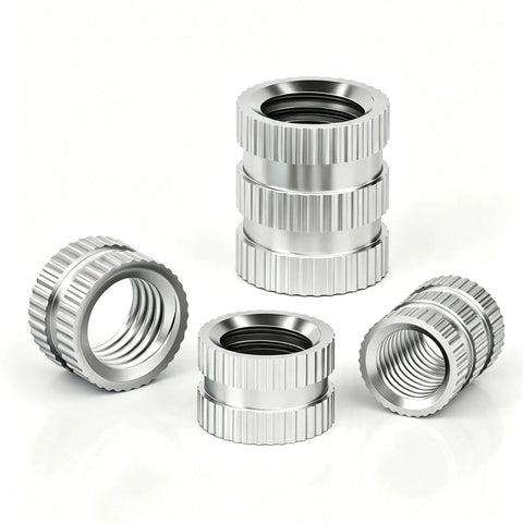 M8 Stainless Steel Knurled Insert Nuts With Through Hole Heat Set Embedding For Injection Molding, beefed-up 304 steel, corrosion resistant
