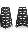 Heavy Duty Headboard Brackets For Metal Bed Frame With Adjustable Multi Slot Design And Secure Mounting Hardware To Lock Your Platform Bed In Place Set Of Two side view with dimensions, solid black steel construction.