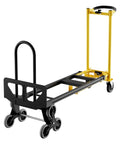 Hella Tough Aluminum Hand Truck And 3 In 1 Convertible Folding Dolly Cart With Stair Climbing Wheels, showing black and yellow design.