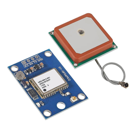 Six Pack GPS Flight Controller Module With Ceramic Antenna for Arduino Projects, 3V-5V power compatibility, TTL RS232 interface