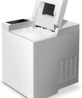 Countertop Ice Maker With Portable Cube Machine For Home Or Bar, showcases ice cubes in a sleek white compact design.