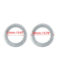 10 Pack Universal Engine Oil Drain Plug Crush Washers And Gaskets, 12mm ID And 19.7mm OD, Great For Cars And Trucks, Leak Free Seal, Easy Fit For Oil Changes And Filter Replacements; silver aluminum washers with 12mm and 20mm size marks