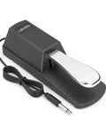 Universal Sustain Pedal For Keyboard With Polarity Switch And Quarter Inch Plug Chrome Plated Metal Pedal
