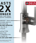 Diagram of Lahara Chrome One Hole Bathroom Faucet For Vanity showing diamond valve and PEX lines for leak-free operation