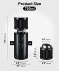 Dope 10AN Oil Catch Can Breather Tank With AN10 Fuel Line Kit black aluminum 750ml dimensions