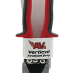 Left Cutting Aviation Snips With 90 Degree Forged Steel Jaws, red non-slip grips, designed for tight spots and precise cuts.