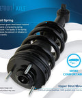 Close-up of 2 Front Replacement Struts With Coil Springs For Chevy GMC Silverado Sierra Yukon XL Suburban 1500 Tahoe Escalade ESV EXT