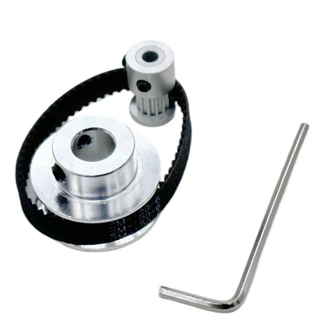 Rock Solid 2GT Timing Pulley Set With Giant Gear Ratio Of Three To One For Smooth Power Transfer And Super Tight Tension Using Wide Belt Compatibility Options And Mega Bore Sizes Up To Twelve Millimeters For Heavy Duty Builds That Last, alloy pulley kit with hex key