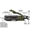 Prybrid X EDC Multitool Pocket Knife With Retractable Box Cutter Blade And Pry Bar 8 In 1 All In One Utility Tool Wire Stripper Flat Drivers