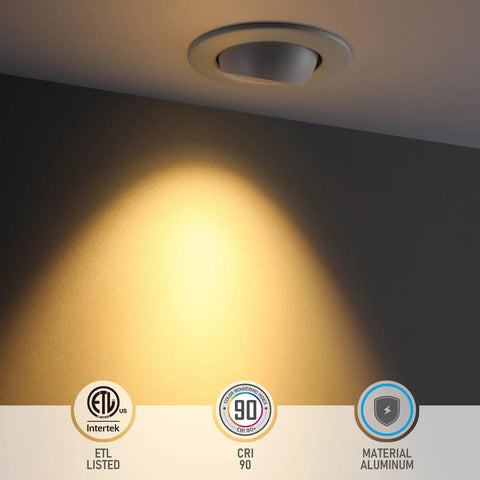 Installed 4 Inch LED Gimbal Retrofit Recessed Lighting Kit, Dimmable, 5 CCT Selectable 2700K To 5000K, 9W on ceiling