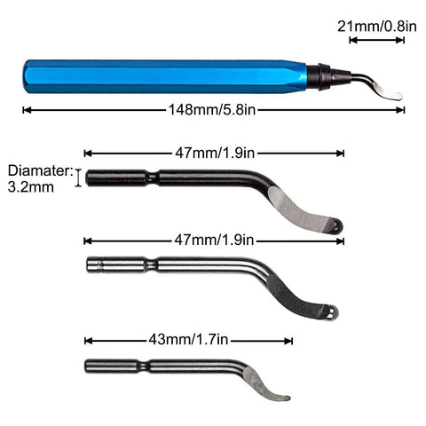 Rotary Deburring Tool Kit With Swivel Handle And 30 Pcs HSS Blades For Soft Metals Like Aluminum And Copper Plus Wood, Plastic And Steel Burr Removal, Great For Circular Holes And Straight Or Curved Edge Finishing