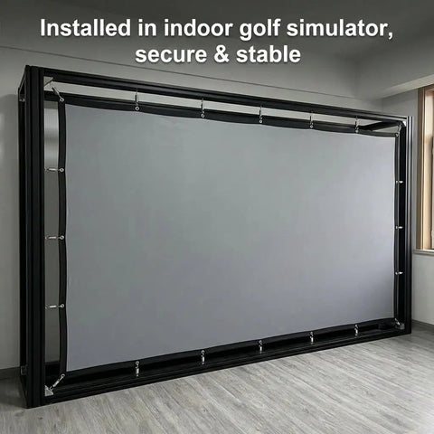 Indoor Golf Simulator Screen Hooks With Rust Resistant Electroplated Steel Rings And Durable Polyester For Long Lasting Use Easy Install For White Screens One Piece in simulator setup