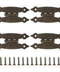 Set Of Four Three And A Half Inch Bronze Antique H Hinges For Cabinets And Doors Flat Flush Mount H Shape Hardware