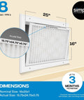 16x25x1 Air Filter For HVAC MERV 8 MPR 600 Replacement Pack Of 12 Dust Pet Dander Allergy Control Actual Size 15.75x24.75x0.75