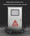 Rugged Outdoor Stainless Steel Junction Box With Lock Built Tough To Last Weatherproof Electrical Enclosure For Power Distribution Waterproof Junction Cabinet For Street Lighting And Outdoor Equipment, front view
