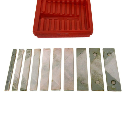 Pro Grade Ten Pairs Precision Parallel Set One Eighth Inch Thick Hardened Alloy Steel Six Inch Long With Two Holes Each Delivers Ultra Tight Parallelism Down To Two Ten Thousandths Of An Inch Includes Heights From Half Inch To One Five Eighths Inch