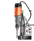 Heavy Duty Magnetic Drill Press With 1710W Motor For Steel Structures And Industrial Job Sites featuring a drill and strong base.