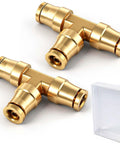1/4 Inch Quick Push To Connect Brass Union Tee 3 Way Air Line Adapter DOT Approved For Truck Trailer Pneumatic Systems