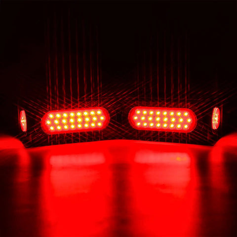 Trailer Lights Welded Mount Heavy Duty Steel Boxes Kit With 6 Inch Oval Red LED Tail Lights And 2 Inch Round Red LED Side Lights