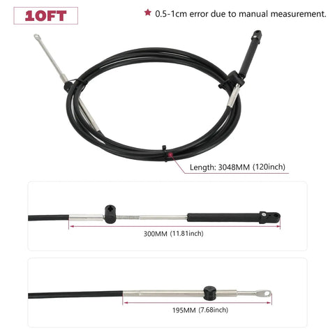 Ten Foot Boat Throttle And Shift Cables Replacement Set For Mercury MerCruiser Force Outboard Engines 1993 On US Marine, 10ft length