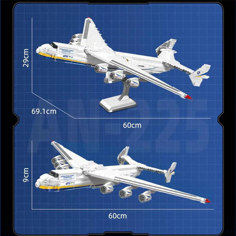 An-225 Transport Aircraft Building Blocks Set 1 135 Scale With 1728 Pieces Realistic Airplane Model Kit with dimensions